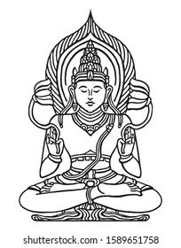 Hand Drawn Of A Bodhisattva Figure