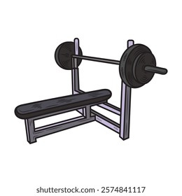 Hand Drawn Bodybuilding Illustration Colored - Flat Bench