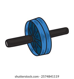 Hand Drawn Bodybuilding Illustration Colored - Ab Wheel