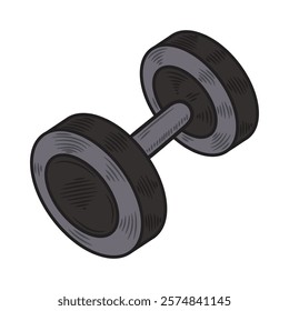 Hand Drawn Bodybuilding Illustration Colored - Dumbbell