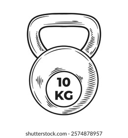 Hand Drawn Bodybuilding Illustration Colorless - Kettlebell