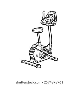 Hand Drawn Bodybuilding Illustration Colorless - Spin Bike