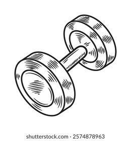 Hand Drawn Bodybuilding Illustration Colorless - Dumbbell