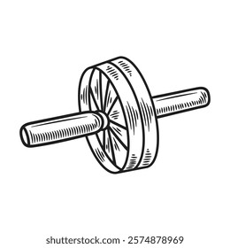 Hand Drawn Bodybuilding Illustration Colorless - Ab Wheel