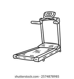 Hand Drawn Bodybuilding Illustration Colorless - Treadmill