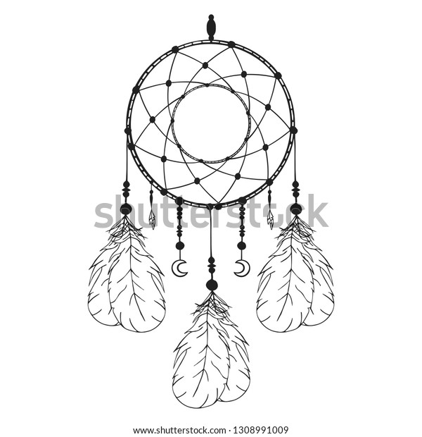 Hand Drawn Bohemian Dream Catcher Vintage Stock Vector (Royalty Free ...