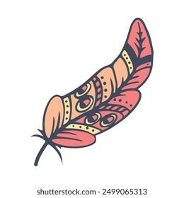 Pluma bohemia dibujada a mano con ilustración de patrón