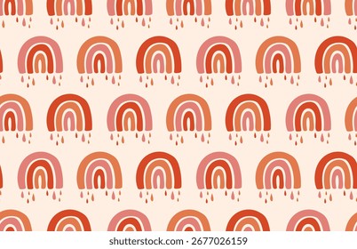 Hand drawn bohemian pattern with rainbows