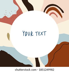 Hand drawn boho abstract template for your text. Decor elements set for postcards, cards, posters, scrapbooking, souvenirs. Isolated.