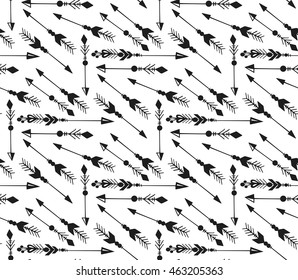Hand drawn boho arrows seamless vector pattern