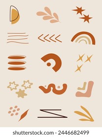 Handgezeichnetes boho chic böhmische Form Vektorgrafik Element Paket