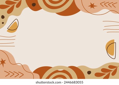 Dibujado a mano boho chic Plantilla de fondo de Vector de forma bohemia