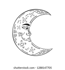 Hand Drawn Boho Crescent Moon Indian Stock Vector (royalty Free 