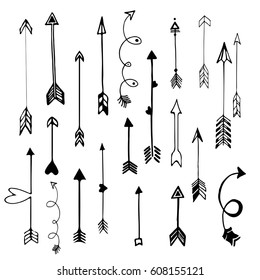 Hand Drawn Boho Design Arrows Set Stock Vector (Royalty Free) 608155121 ...