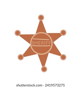 Hand drawn boho element sheriff star isolated. Vector illustration