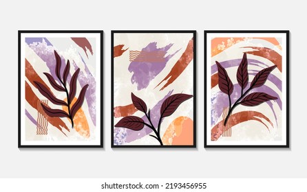 Hand drawn boho flat style wall art collection