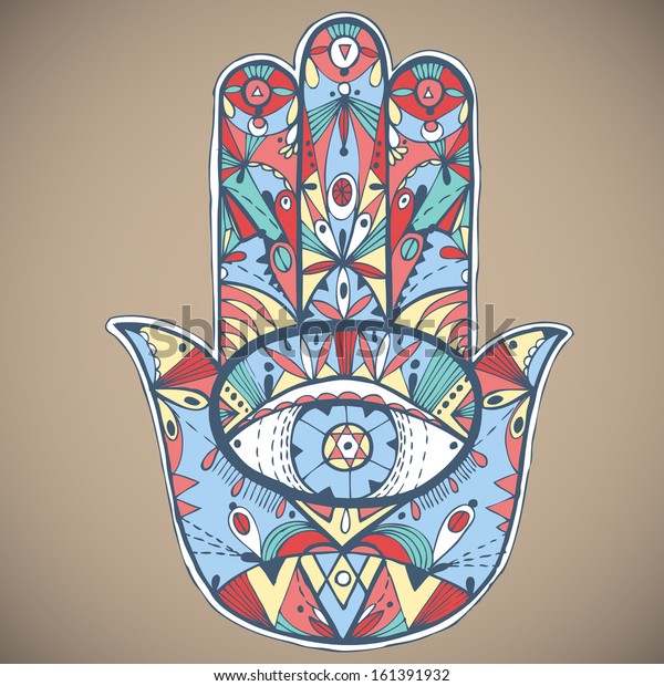 Hand Drawn Boho Hamsa Hand Vector Stock Vector (Royalty Free) 161391932