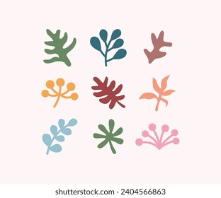 hand drawn boho leaf floral leaves abstract modern simple flat illustration vector design 