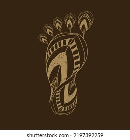 Hand Drawn Boho Leaf Foot print line drawing leaves graphic design vector poster