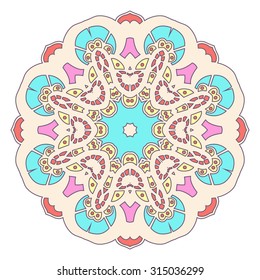 Hand drawn boho mandala circle