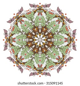 Hand drawn boho mandala circle