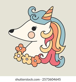 Hand drawn boho nursery cute unicorn vector illustration