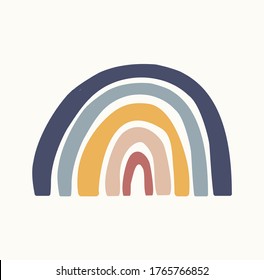 Hand drawn boho rainbow flat illustration Scandinavian colors