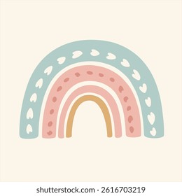 Hand Drawn Boho Rainbow Illustration in Calm Pastel Colors. Downloadable Vector for Prints, Web Design, and Nursery Themes
