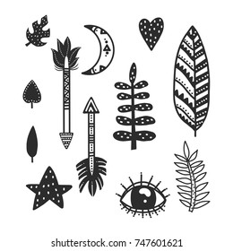 Hand drawn boho set