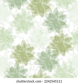 hand drawn boho spring seamless pattern. ink imprints meadow grass. 