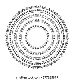Hand drawn boho style frame with place for your text. Art vector illustration