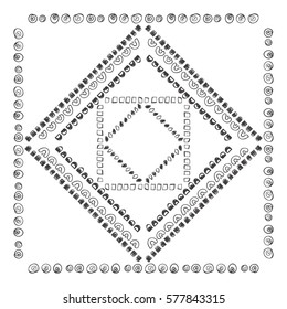 Hand drawn boho style frame with place for your text. Art vector illustration