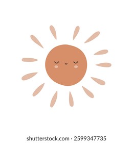 Hand Drawn Boho sun. Naive cute sun, vector illustration. Illustration for nursery