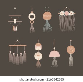 Ilustraciones de decoración de paredes de boho dibujadas a mano