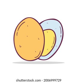 Hand drawn Boiled Egg icon Design Template. vector sketch doodle illustration. Perfect for food concepts, diet infographics, icons or web design, street restaurants menu