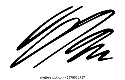 Hand drawn bold black brush scribble isolated on transparent background. Marker abstract line, stroke, shape for backgrounds, textures, and modern digital art concepts.