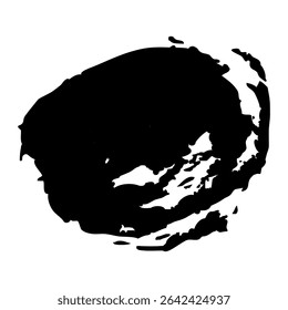 Hand drawn bold black ink brush stroke forming abstract shape isolated on transparent background, ideal for modern design and artistic concepts. Vector art