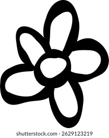 Hand Drawn Bold Flower Leafs Ink