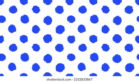 hand drawn bold oversized dots vector texture. small polka dot seamless pattern background.hand drawn blue and white circle textile