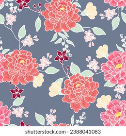 Hand Drawn Bold Rose Flower Seamless Pattern