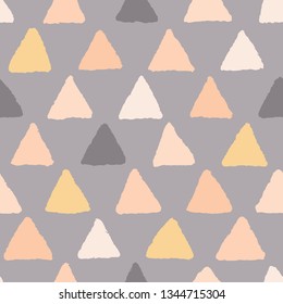 Hand drawn bold triangle shapes seamless pattern. Sketchy organic line, pyramid texture. Vector illustration. Modern wallpaper graphic design. Fresh scandi style print. Home decor textile background