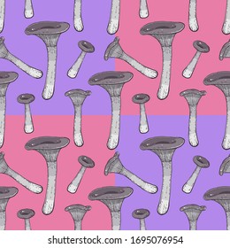 hand drawn boletus seamless pattern
