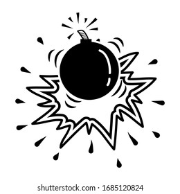 hand drawn bomb icon. comic elements doodles