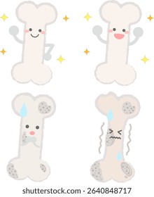 Hand drawn bone character illustration Osteoporosis