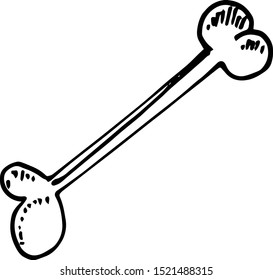 Hand Drawn bone doodle. Sketch style icon. Decoration element. Isolated on white background. Flat design. Vector illustration.