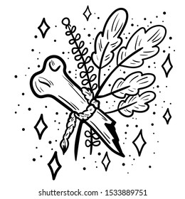 Hand Drawn bone doodle. Sketch style icon. Decoration element. Isolated on white background. Flat design. Vector illustration.