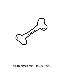 Hand drawn bone isolated on a white. Sketch. Vector illustration.