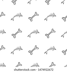 Hand drawn bones seamless pattern for textile design. Bone seamless hand doodle, great design for any purposes. Vector illustration. Vector textile fabric print. Abstract background.