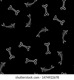Hand drawn bones seamless pattern for textile design. Bone seamless hand doodle, great design for any purposes. Vector illustration. Vector textile fabric print. Abstract background.
