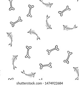 Hand drawn bones seamless pattern for textile design. Bone seamless hand doodle, great design for any purposes. Vector illustration. Vector textile fabric print. Abstract background.